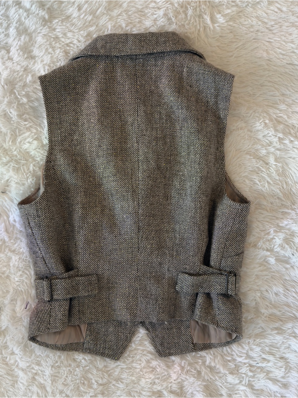 Womens Brown Tweed Vest Blazer - Picture 2 of 8